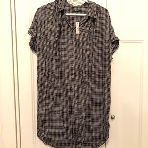 NWT Madewell Courier Shirtdress in Gray Plaid (L)